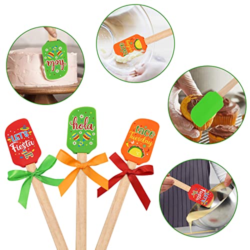 Taco Tuesday Silicone Spatula Set Mexcian Gifts Fiesta Heat Resistant Home Kitchen Baking Decor For Mom Food Grade Idea Birthday Housewarming Wedding Party Wooden Handle Mixing Cooking Greeting Card #TOP4