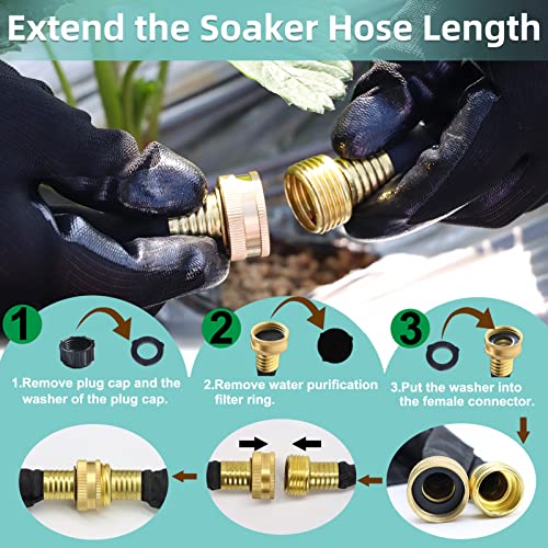 Soaker Hose, 25 Ft 4 Pcs Flat Garden Bed Hose Water Drip Irrigation Hose 3/4" Diameter Save 70% Water Consistent Drip Irrigation Heavy Duty Double Layer Sprinkler Garden Hose Vegetable (100 Ft Total) #TOP5