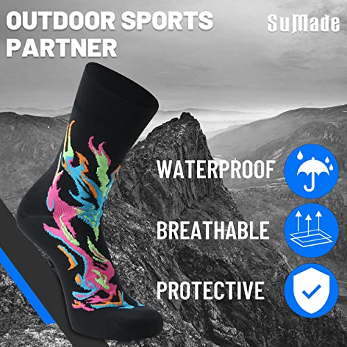 Sumade Waterproof Socks,Womens Mens Novelty Breathable Outdoor Recreation Performance Hiking Running Dry Fit Neoprene Crew Socks For Tall Boots 1 Pair (Black,Small) #TOP4