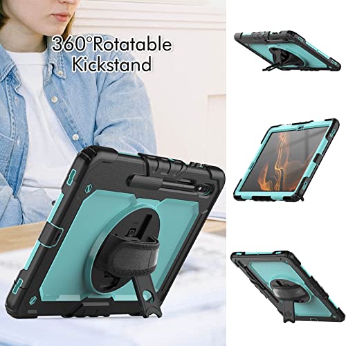 Housse rotative Samsung Galaxy Tab S7 FE bleue avec support de table