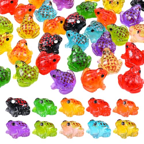 40 Pcs Mini Resin Frogs 10 Colors