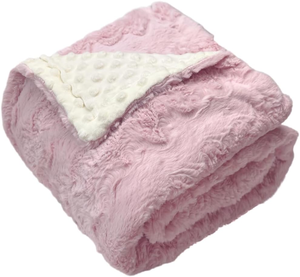 BUTTZO Baby Blanket for Boys Girls Toddlers, Fuzzy Soft Warm Cozy Minky Dot Receiving Blanket,Baby Newborn Blanket Shower Gifts (Pink, 50 X 60 inch)