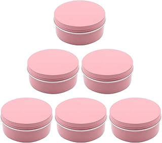 Bettomshin 6Pcs 5oz Pink Round Aluminum Cans, Dia 83mm Thickness 0.3mm High 38mm, Screw Lid Metal Tinsm Slide Containers for Lip Balm, Crafts,Candles, Candies