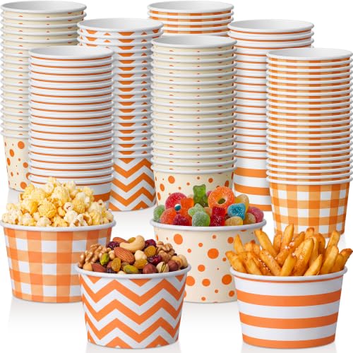 Paquete-de-100-vasos-de-papel-de-otono-naranja-y-blanco-cuencos-geometricos-desechables-de-9-onzas-con-disenos-de-cheuron-cuadros-lunares-y-rayas-para-Accion-de-Gracias-otono-Halloween