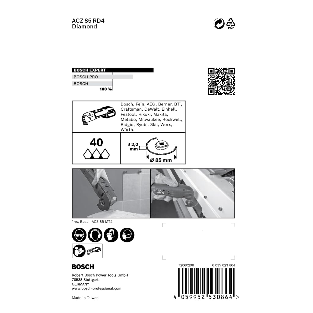 Bosch Accessories 2608900034 Expert Grout Segment Blade ACZ 85 RD4 Diamant Lame de scie segmentée 1 pièce 2 mm 1 pc(s)