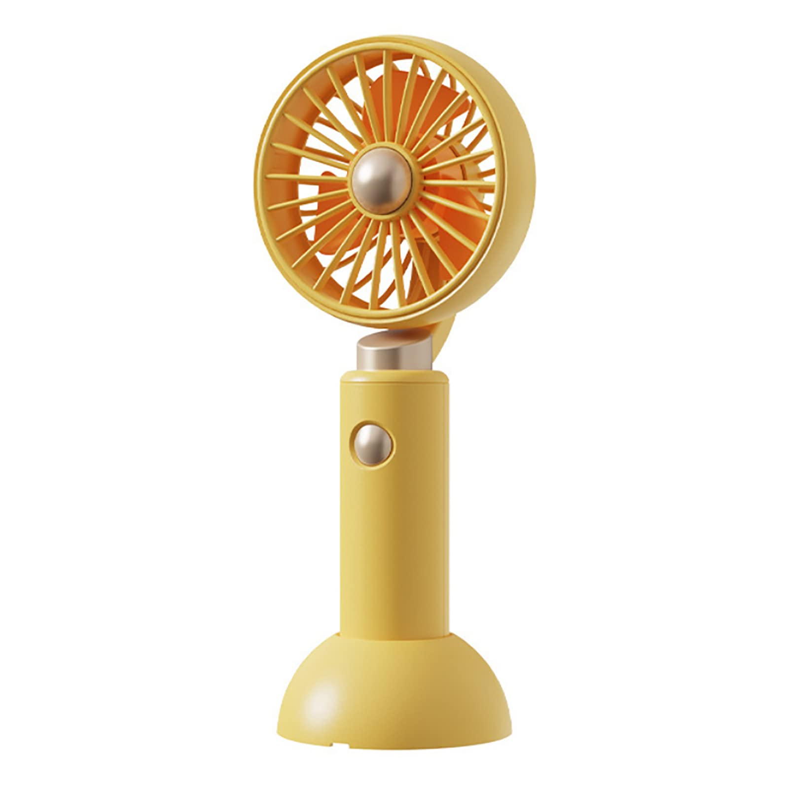 Ventilateur portatif rechargeable USB jaune à 3 vitesses avec base pour voyage