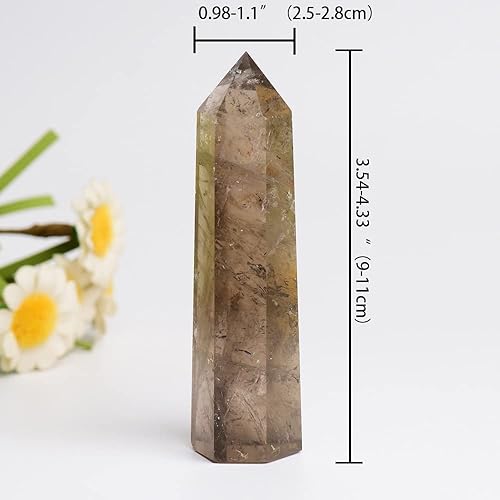 Miniatura 2 de Torres de cristal natural de cuarzo ahumado de 3.54 a 4.33 pulgadas, varita de cristal curativo, 6 facetas de chakras, reiki, terapia de meditación