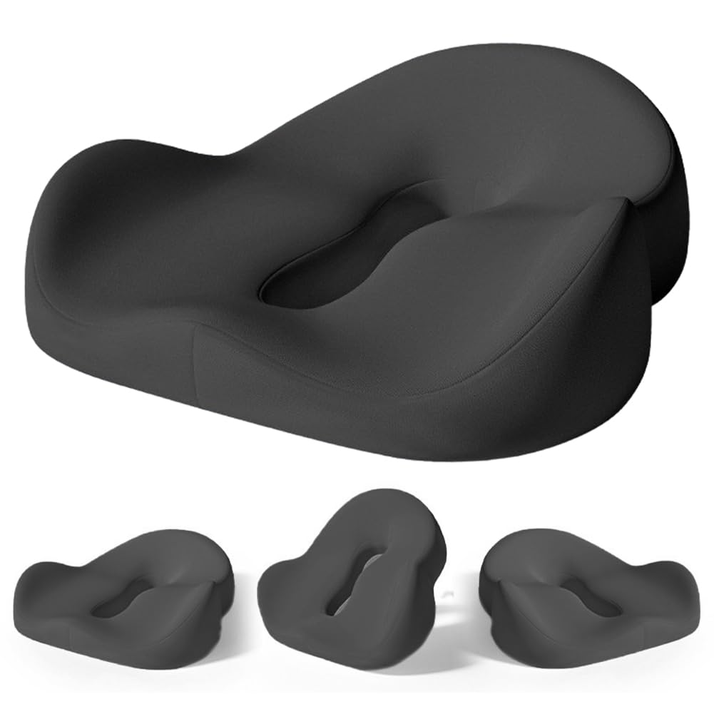 Cojín ortopédico de espuma viscoelástica para coxis, cojín ergonómico para silla de oficina, cojín de asiento de disco, cojín de coxis, para coche, sofá, oficina y silla de ruedas, color negro