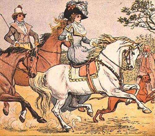 Lienzo de pintura mural de la dama de Ride a Cock Horse en formato grande 60x90cm