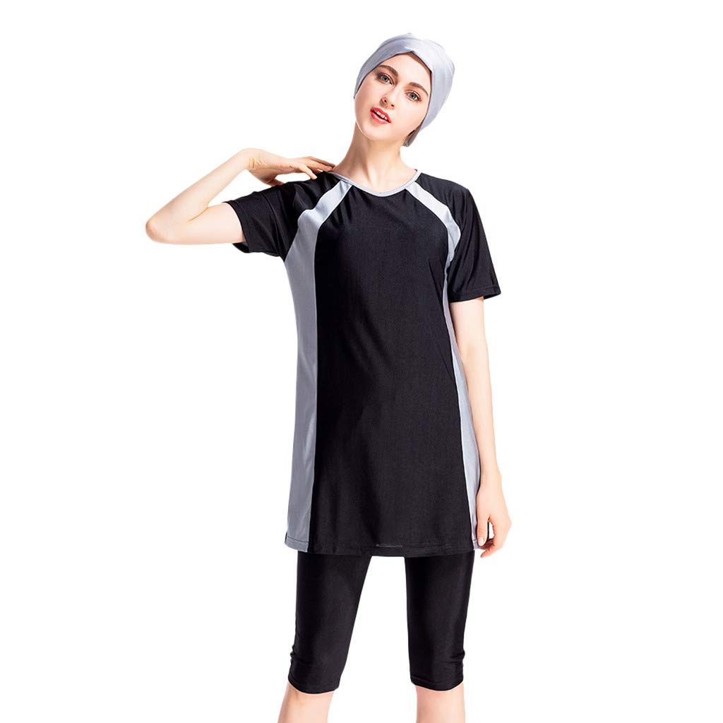 RYTEJFES Traje de Baño Musulmán para Mujer Informal Islámica Tankini Largo Islámico Burkini Bikini Cómodo Elegante Burqini Traje de Baño Musulman Muslim Swimsuit Beachwear