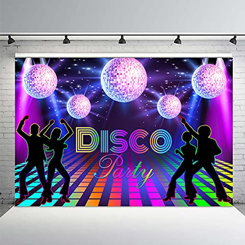 MEHOFOND Pano de fundo para festa de discoteca de 2,1 x 1,5 m para adultos, decoração de festa de di