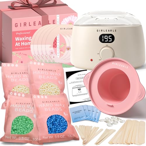 Yovanpur Hard Wax for Hair Removal, Rose Pink Wax Beads for Sensitive Skin and Brazilian Waxing, 10.5 Ounce/bag with 10pcs Wax Sticks