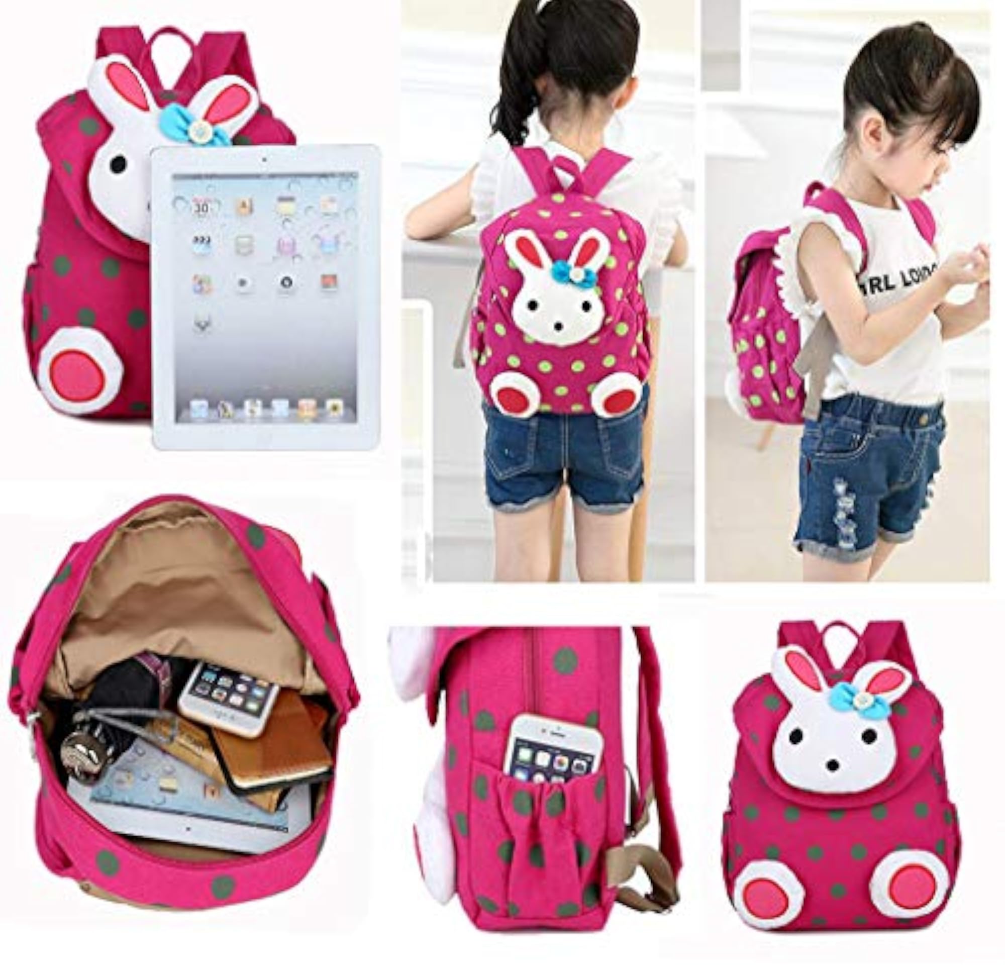 1-6 Year Kids Backpack, Cute Rabbit Design