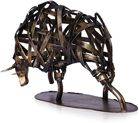 Tooarts Metal Sculpture Animal Figurine Gifts Office Ornament Crafts Home Decorations Desk Decor (Cattle)