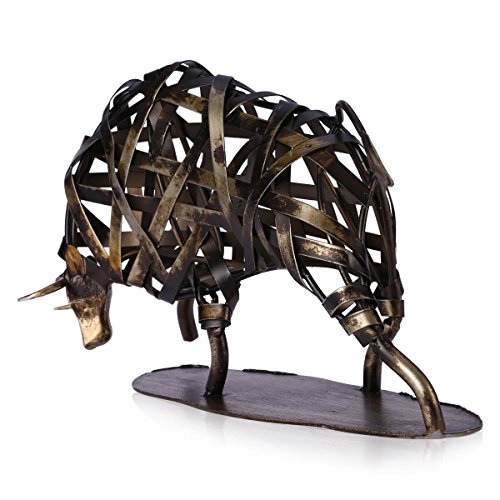 Tooarts Metal Sculpture Animal Figurine Gifts Office Ornament Crafts Home Decorations Desk Decor (Cattle)