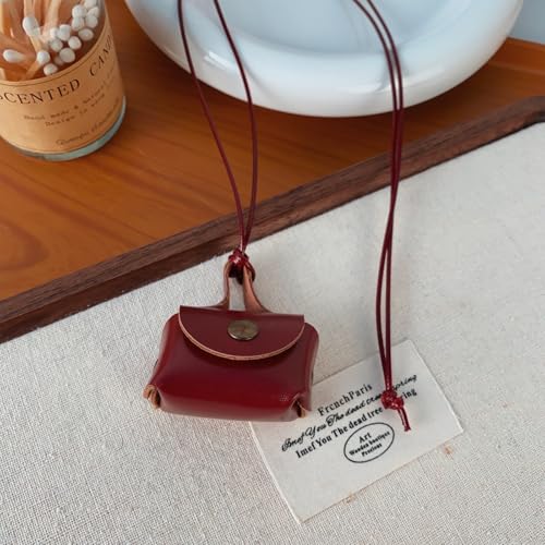 Elegant Leather Necklace with Coin Purse Pendant for Women Long Sweater Chain Headphone Bag Charm Neckchain Accessory4