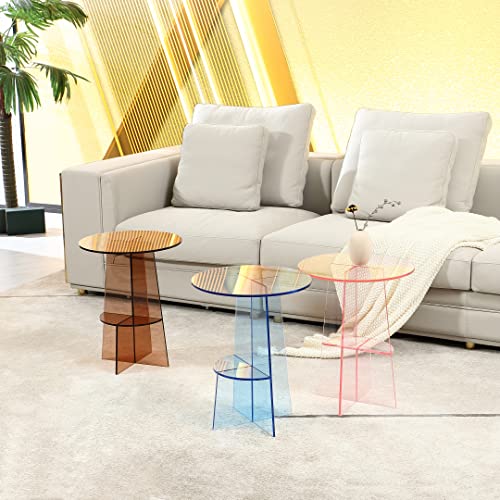 Meiextra Acrylic Side Table, Acrylic Bedside Table, Transparent Small Round Table, Acrylic Coffee Table, Dessert Table, Suitable For Various Occasions Such As Offices, Living Rooms, And Bedrooms #TOP4