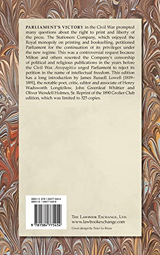 Areopagitica [1890]: A Speech of Mr. John Milton: For the Liberty of Unlicensed Printing, to the Par