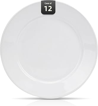 Wide Rim Bone China Commercial Grade Restaurant Plate, Elegance White Plate 10.5", Case of 12