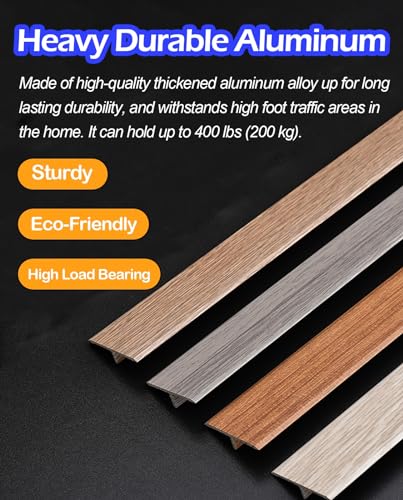 Aluminum T Molding Transition Strips for Laminate Flooring, 1.3" Wide, 2.7m (8.9ft) - Durable Metal Floor Transition for Carpet to Tile, Style 2
