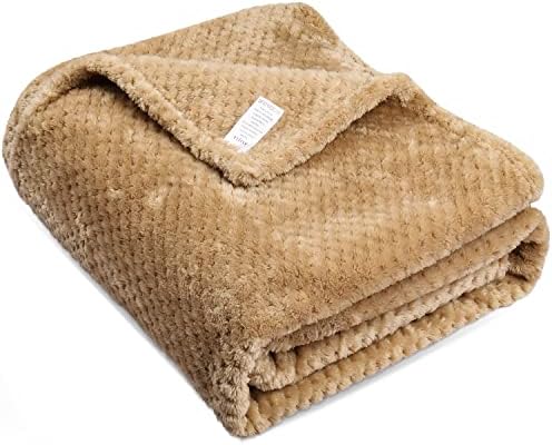 ASIJIA Dog Blanket 100 x 125 cm Cat Blanket Thick Washable Soft and Warm Pet Blankets for Medium and Large Dogs & Cats (Beige)