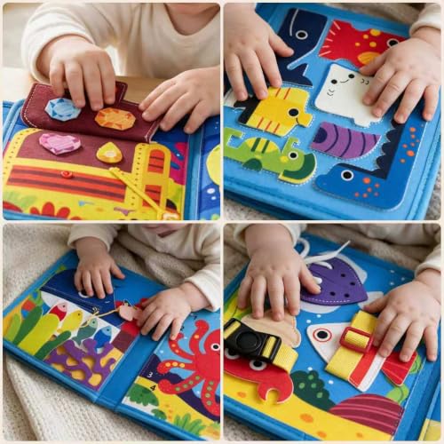 Image of Ocean Busy Book, Quiet Travel Toy for Airplane, Felt Board for Toddler