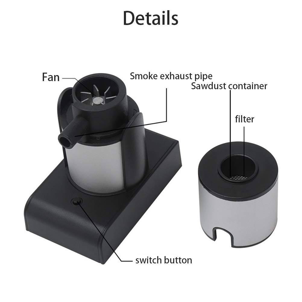 POENVFPO Affumicatore di Alimenti Portatile, Infusore di Fumo Portatile per Bevande e Barbecue, Leggero, Facile da Usare, Ideale per Cocktail, Carne e attività all'aperto (Come mostrato)