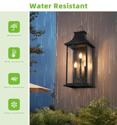 Image of 28'' Extra Large Dusk to Dawn Outdoor Lights, Black Exterior Wall Sconce