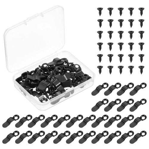 QUARKZMAN 50 Piezas de Botón de Giro para Marco de Fotos, Fijadores de Respaldo con 50 Piezas de Tornillos, Hardware de Clips para Colgar Fotos, Pósters, Negro ⭐