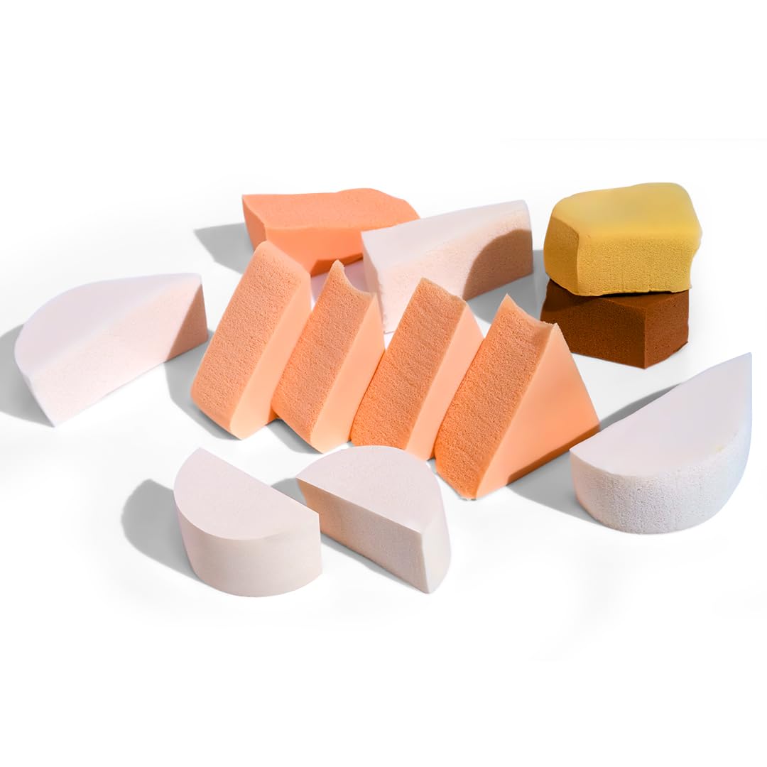 Multibrite Cosmetic Foam Wedges For Makeup, Triangle Shape Cosmetic Puff, Makeup Blending Wedges, Foundation Concealer Beauty Products Application Tools, Blending Sponges Set-40 Pieces