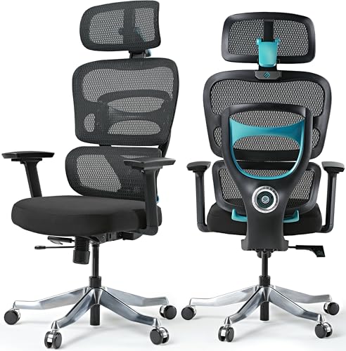 Image of EUREKA ERGONOMIC Gaming Chair, Computer Gamer Chair with Adjustable Lumbar Support, Ergonomic Mesh Gaming Chair, Comfortable High Back Office Desk Chair w Segmented Backrest for Adults, Black & Blue