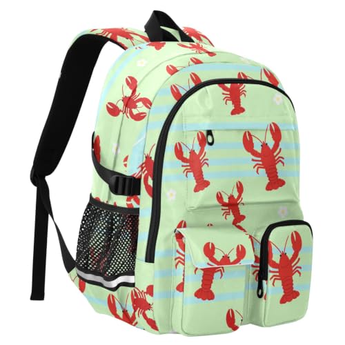 Mochila para laptop resistente con estampado divertido de rayas y langosta 2