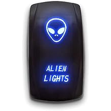 ALIEN LIGHTS - Blue - Switch Dual Light - STARK Laser Etched LED Rocker - 20A 12V ON/OFF 5-PIN