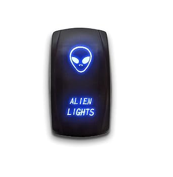 ALIEN LIGHTS - Blue - Switch Dual Light - STARK Laser Etched LED Rocker - 20A 12V ON/OFF 5-PIN