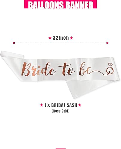 Miniatura 6 de PartyForever Globos grandes de la novia de 40 pulgadas, juego de decoraciones de despedida de soltera de oro rosa con globos blancos y dorados de la