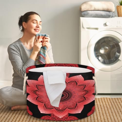 Grands paniers de rangement de décoration d'intérieur rouge mandala - 6