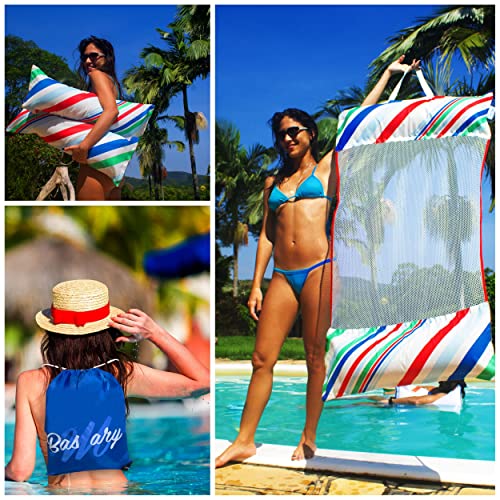 Basmary Pool Hammock Floats - Cloth Water Hammock For Adults - Multi-Purpose Beach Floats, 2Pack Swimming Hammock, Pool Toys For Adults & Pool Floaties - Inflatable Cup Holders And Travel Bag Included #TOP4