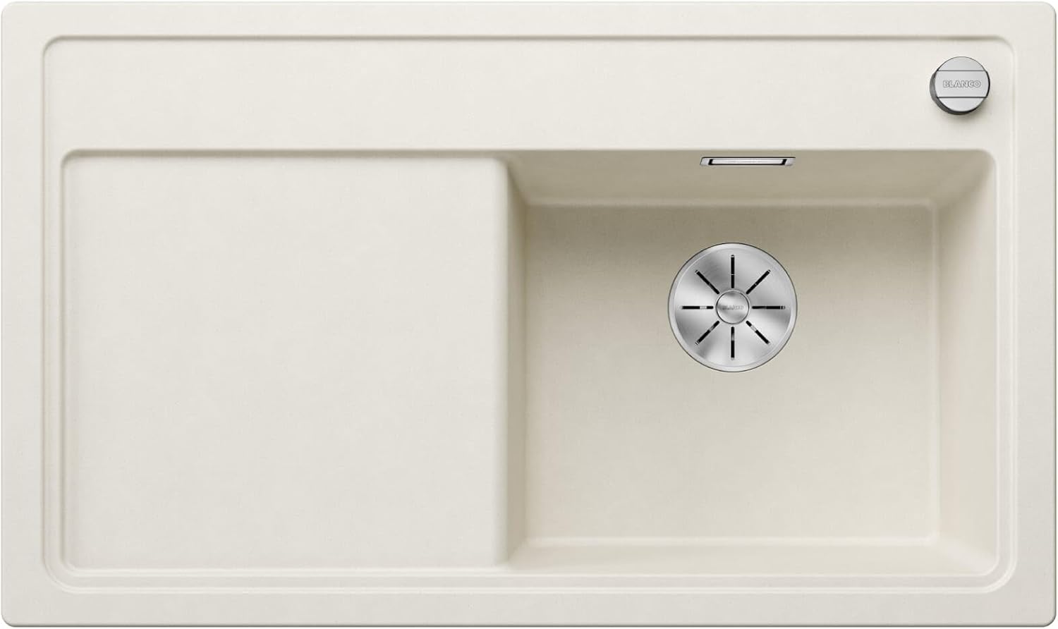 BLANCO Zenar 45 S Granite Sink Made of Silgranit Soft White Installation Type: Installation from Top Main Sink Right for 45 cm-Wide Base Cabinets Large Basin Easy-to-Clean Surface
