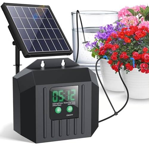 Biling ソーラー自動水やりシステム 節水設計 2.5W 2200mAh バッテリー内蔵 最大15鉢対応 留守/旅行用 6モード設定 15mホース&ドリッパー15個付属 家庭菜園 ガーデニング 盆栽用 日本語説明書付