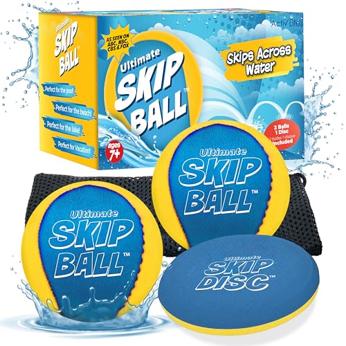 Activ Life Ultimate Skip Ball (Yellow/Cyan) Top Beach Games, Water Toys & Gifts for Kids Birthday Presents & Cool Summer Ideas for Boys Girls Men Women - Best for Family Sand & Swimming Pool Fun 2026
