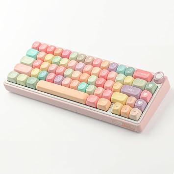 PBT MOA Profile Keycaps Set - 126 Keys, Dye-Sublimation Rainbow Candy Design for Cherry Gateron MX Switches Mechanical Keyboards