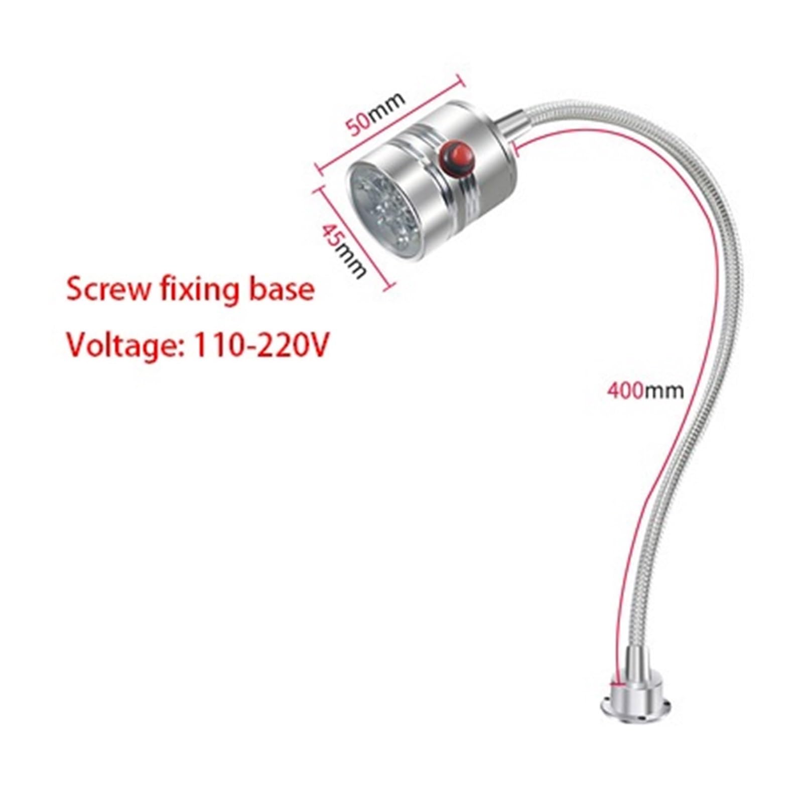 Oświetlenie robocze 110-220 V 5 W LED regulowane światło podstawy szyi (podstawa mocująca śrubę, 3 W)