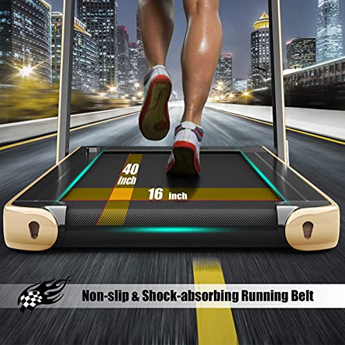 Image of Goplus 2 in 1 Folding Treadmill with Dual Display, 2.25HP Superfit Under Desk Electric Pad Treadmill, Installation-Free, Blue Tooth Speaker, APP Control, Remote Control, Walking Jogging for Home