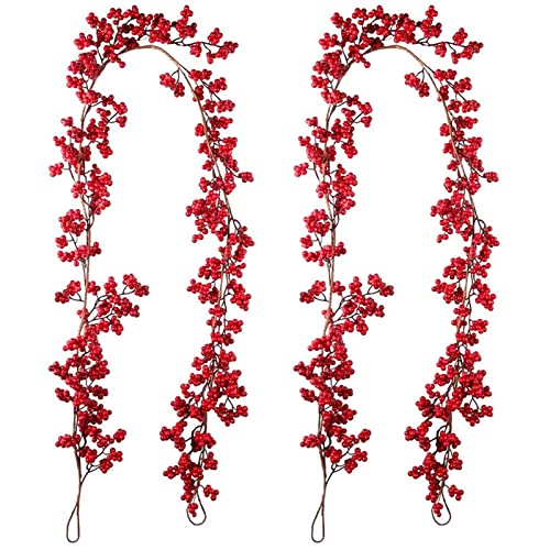 Fausse guirlande de Noël de baies rouges FLXHSA guirlande artificielle flexible de 5,9 pieds
