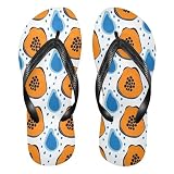 Pawpaw Polka Dots White Flip Flops for Beach Thong Sandals Anti-slip Lightweight Beach Shoes for Summer Travel Swim