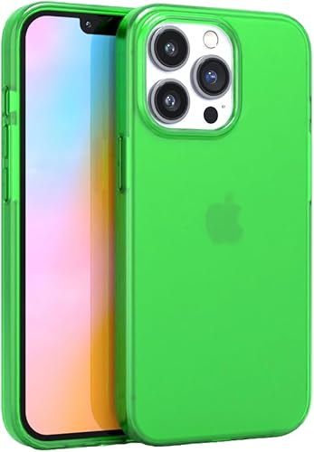 FELONY CASE - Funda protectora transparente verde neón para iPhone 13 Pro Max, TPU y policarbonato que absorbe los golpes - A prueba de grietas con