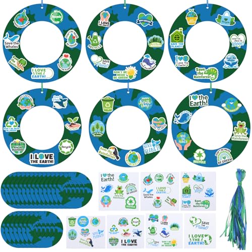 Lunmon 24 Pcs Earth Day Craft Earth Day Party Favors Gifts DIY Hanging Ornament Make Your Own Kit Save The Planet World Environment Day Decorations for Environment Protection Activity Classroom