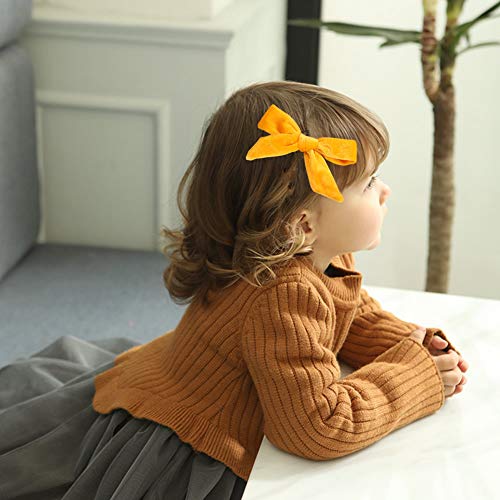 Insowni 18 Pack/9 Pairs Solid Velvet Bow Ponytail Pigtail Alligator Hair Clips Barrettes Hair Accessories For Baby Girls Toddlers Teens Kids #TOP2