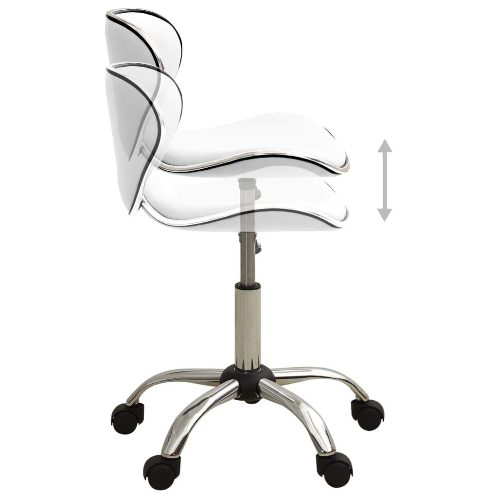 Friseur Rollhocker Weiß Kunstleder höhenverstellbar 69,5-83,5 cm mit 5 Rollen drehbar ergonomisch für Salon Kosmetik Barber Styling Studio Arbeitsstuhl