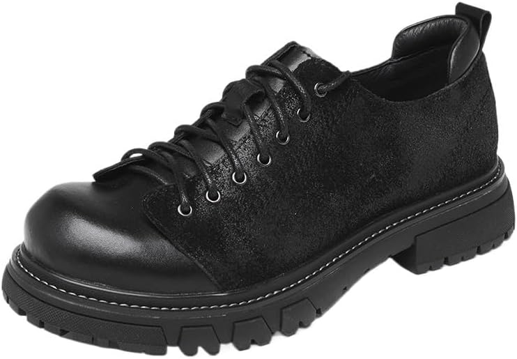 Men's Business Casual Shoes British Outdoor Rubber Shoes Retro Lace-up Round Toe Thick Sole Versatile Comfortable Non-Slip Work Shoes for Men